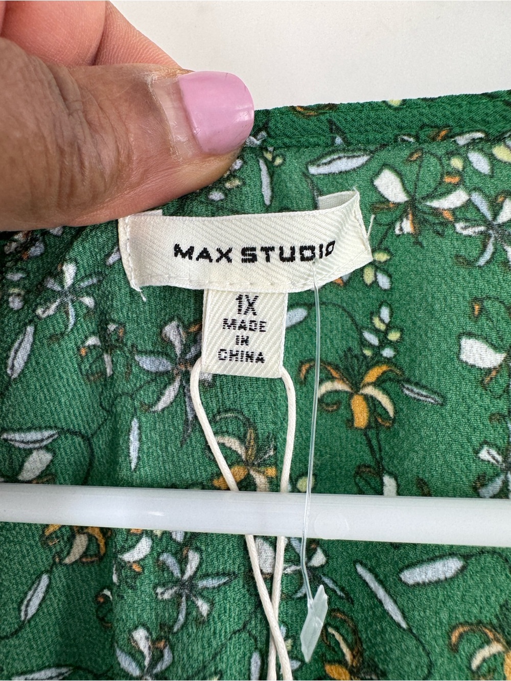 Max Studio 1X Green Floral True Wrap Midi Dress Flutter Sleeve NWT - Picture 6 of 10